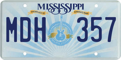 MS license plate MDH357