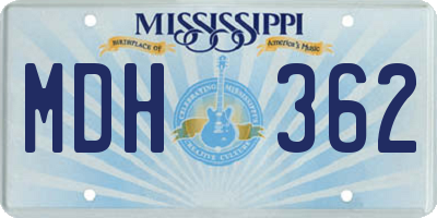 MS license plate MDH362