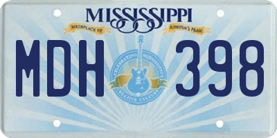 MS license plate MDH398
