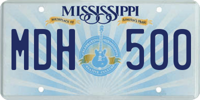 MS license plate MDH500