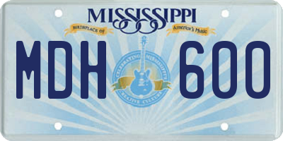 MS license plate MDH600