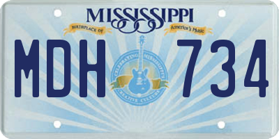 MS license plate MDH734