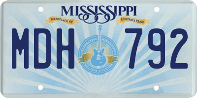MS license plate MDH792