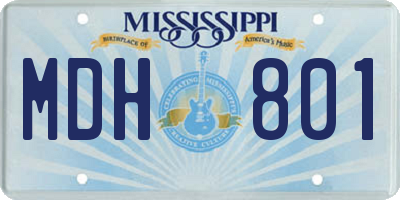 MS license plate MDH801