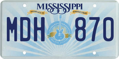 MS license plate MDH870