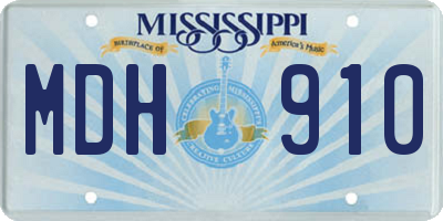 MS license plate MDH910