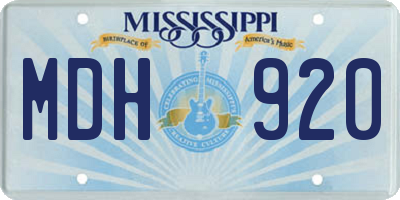 MS license plate MDH920