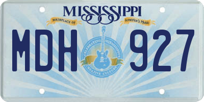 MS license plate MDH927