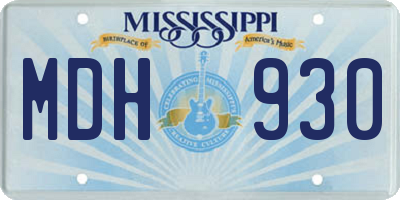 MS license plate MDH930