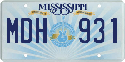 MS license plate MDH931
