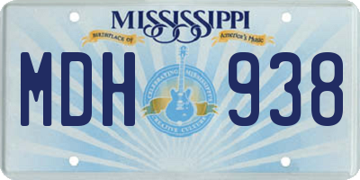 MS license plate MDH938