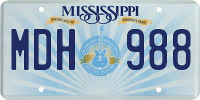 MS license plate MDH988