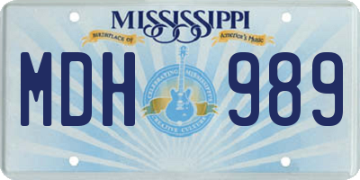 MS license plate MDH989