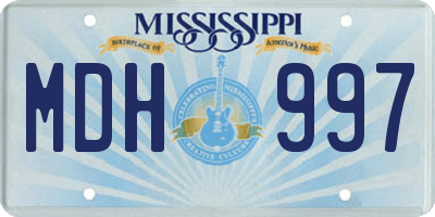MS license plate MDH997