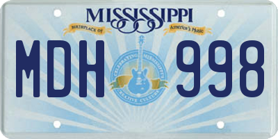 MS license plate MDH998