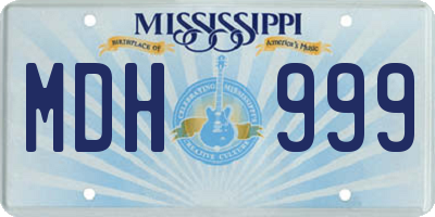 MS license plate MDH999