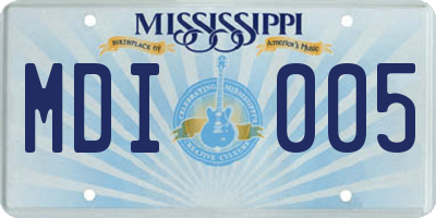 MS license plate MDI005