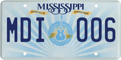 MS license plate MDI006