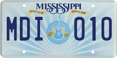 MS license plate MDI010