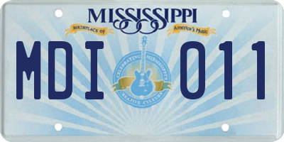 MS license plate MDI011