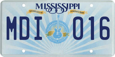 MS license plate MDI016
