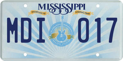 MS license plate MDI017