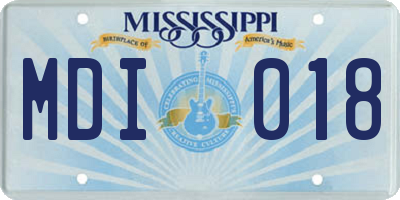 MS license plate MDI018