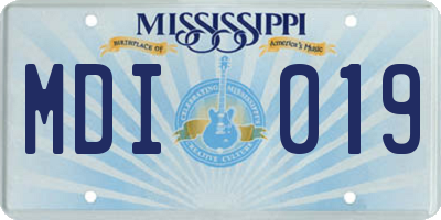 MS license plate MDI019