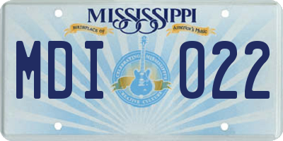 MS license plate MDI022