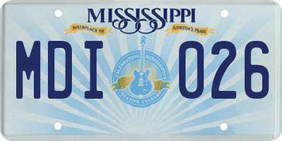 MS license plate MDI026
