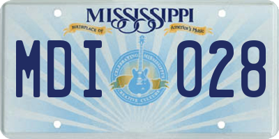 MS license plate MDI028