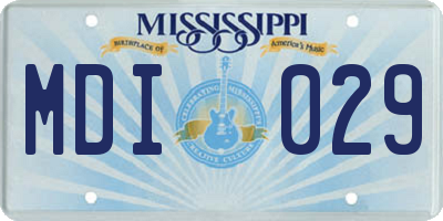 MS license plate MDI029