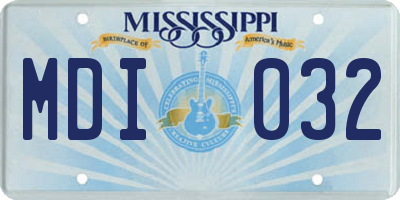MS license plate MDI032