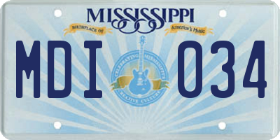MS license plate MDI034