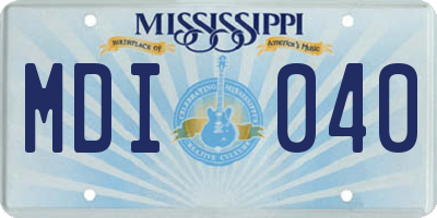 MS license plate MDI040