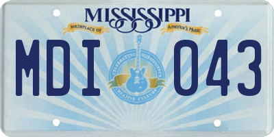MS license plate MDI043