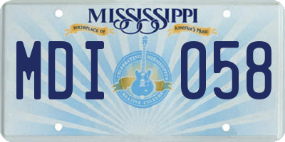 MS license plate MDI058