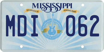 MS license plate MDI062