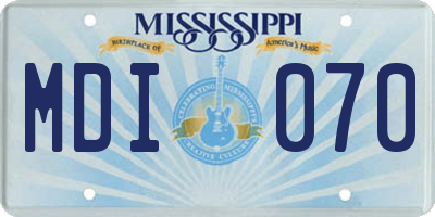 MS license plate MDI070
