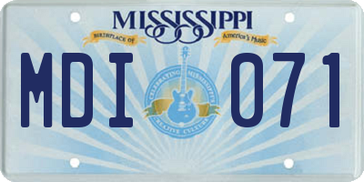 MS license plate MDI071