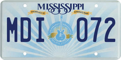 MS license plate MDI072