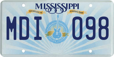 MS license plate MDI098