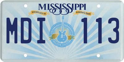 MS license plate MDI113