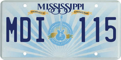MS license plate MDI115