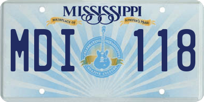 MS license plate MDI118