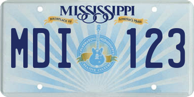 MS license plate MDI123