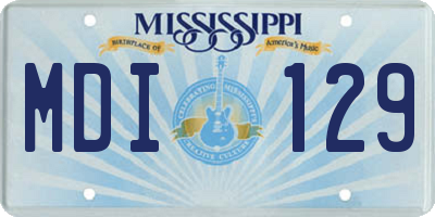 MS license plate MDI129