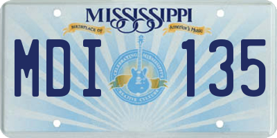 MS license plate MDI135