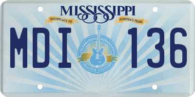 MS license plate MDI136