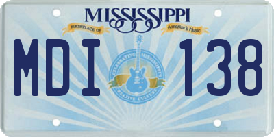 MS license plate MDI138